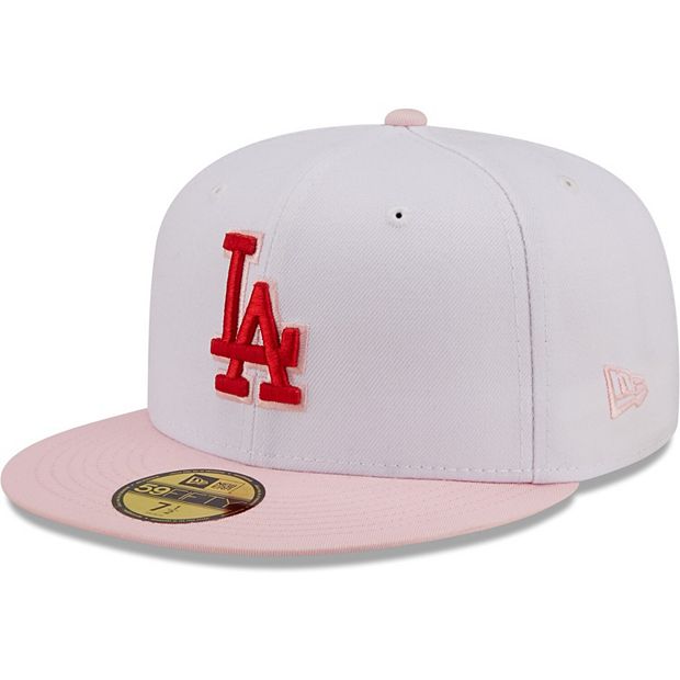 Men's New Era White/Pink Los Angeles Dodgers Scarlet Undervisor 59FIFTY Fitted  Hat