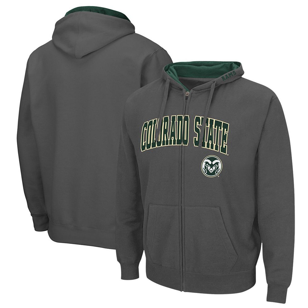Men's Colosseum Charcoal Colorado State Rams Arch & Logo 3.0 Full-Zip ...
