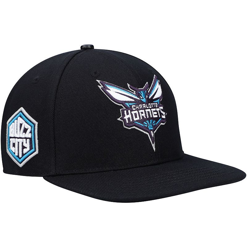 Mens Pro Standard Black Charlotte Hornets Primary Logo Snapback Hat