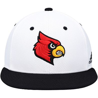 Men's adidas White/Black Louisville Cardinals On-Field Baseball Fitted Hat