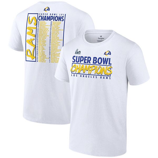 Men's Fanatics Branded White Los Angeles Rams Super Bowl LVI Champions  Stacked Roster T-Shirt