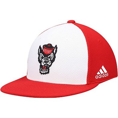 Men's adidas White/Red NC State Wolfpack On-Field Baseball Fitted Hat