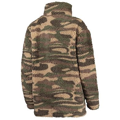 Women's G-III 4Her by Carl Banks Camo Chicago Cubs Sherpa Quarter-Zip Jacket