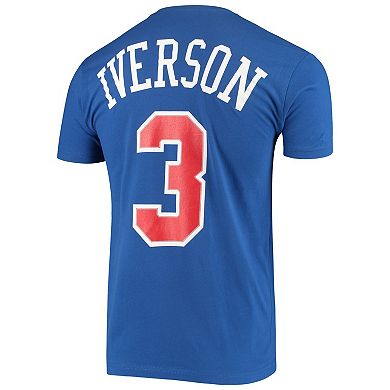 Men's Mitchell & Ness Allen Iverson Royal Philadelphia 76ers Hardwood Classics Name & Number Player T-Shirt