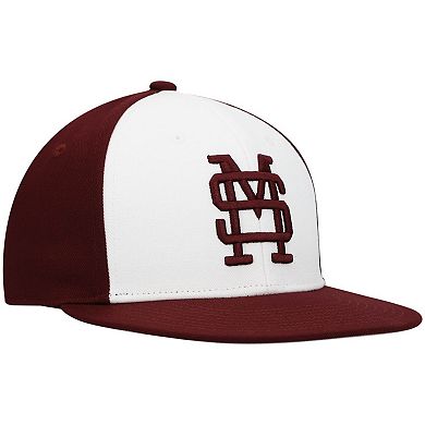 Men's adidas White/Maroon Mississippi State Bulldogs Team On-Field Baseball Fitted Hat