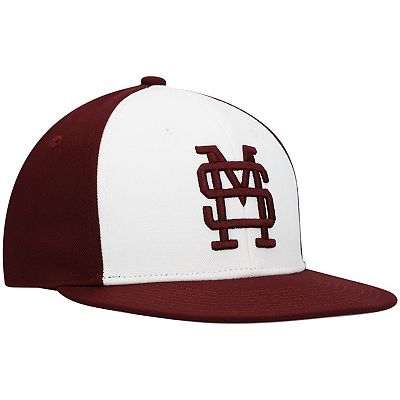 Men s adidas White Maroon Mississippi State Bulldogs Team On Field Baseball Fitted Hat