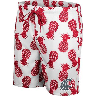 Men's Colosseum White/Crimson Washington State Cougars Pineapple Swim Shorts