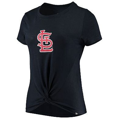 Women's New Era Navy St. Louis Cardinals 2-Hit Front Twist Burnout T-Shirt