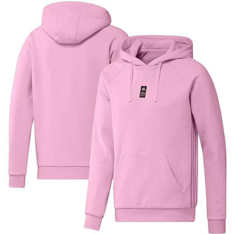 Mens adidas Pink Inter Miami CF Travel Raglan Pullover Hoodie, Size: 2XL