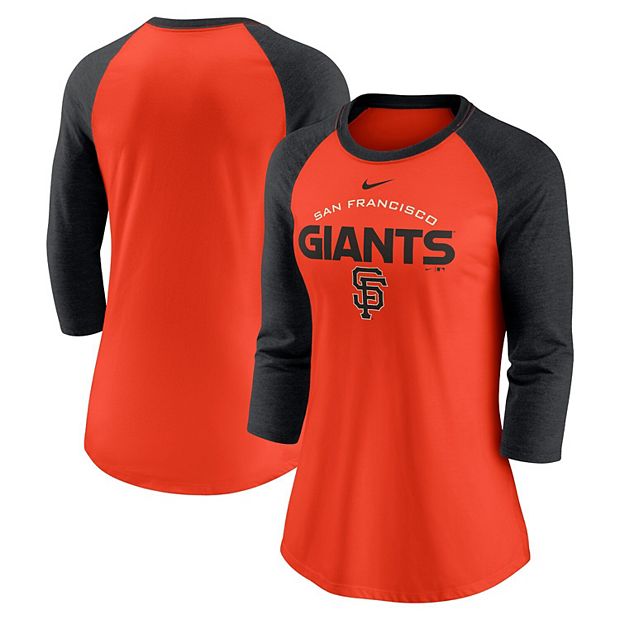 Women's Nike Orange/Black San Francisco Giants Modern Baseball Arch  Tri-Blend Raglan 3/4-Sleeve