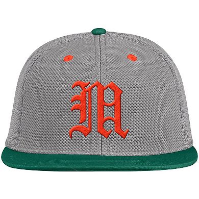 Men's adidas Gray/Green Miami Hurricanes On-Field Baseball Fitted Hat