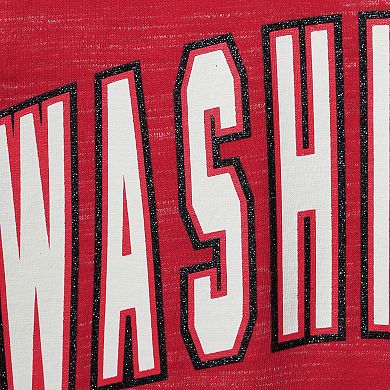 Women's New Era Red Washington Nationals Plus Size Raglan V-Neck T-Shirt