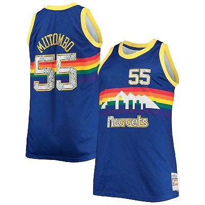 Men s Mitchell Ness Dikembe Mutombo Blue Denver Nuggets Big Tall 1991 92 NBA 75th