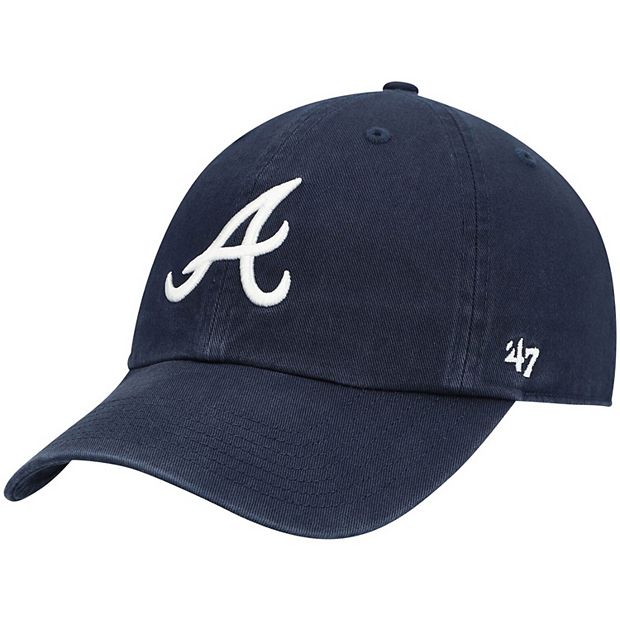 Youth 47 Navy Atlanta Braves Team Logo Clean Up Adjustable Hat