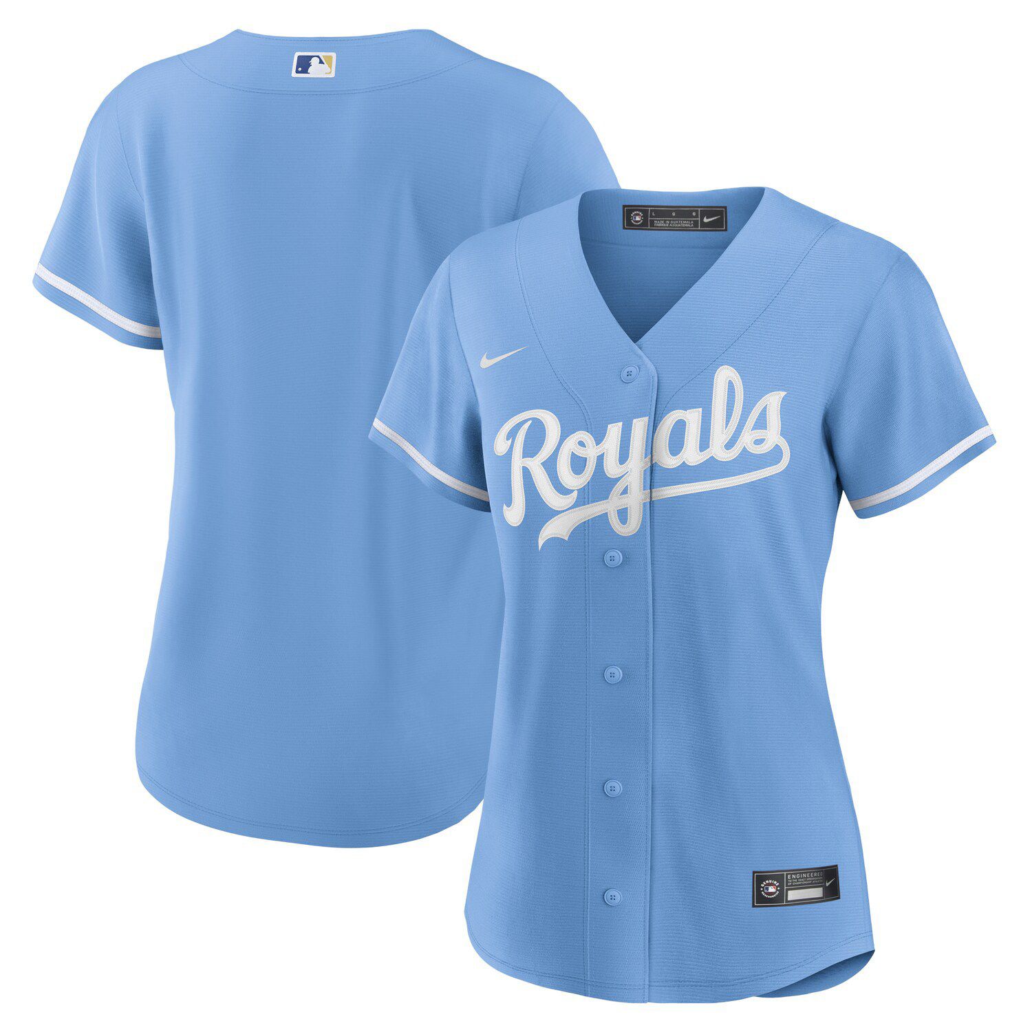 Men's Stitches Royal Kansas City Royals Button-Down Raglan Replica Jersey