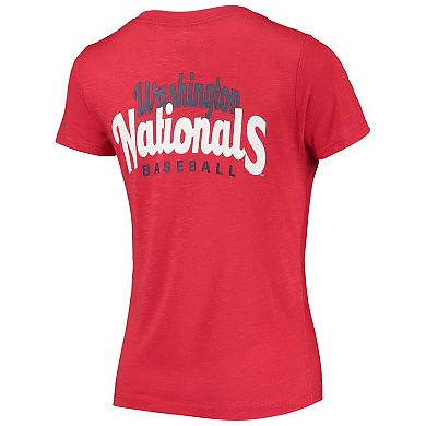 Women's New Era Red Washington Nationals 2-Hit Front Twist Burnout T-Shirt