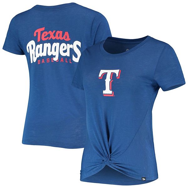 New Era Women's New Era Royal Texas Rangers 2-Hit Front Twist Burnout T- Shirt