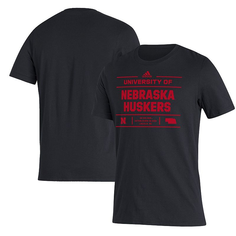 Mens adidas Black Nebraska Huskers Front Page Amplifier T-Shirt, Size: Sma