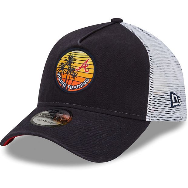 Men's New Era Navy Atlanta Braves Spring Training Sunset Trucker 9FORTY  Snapback Hat