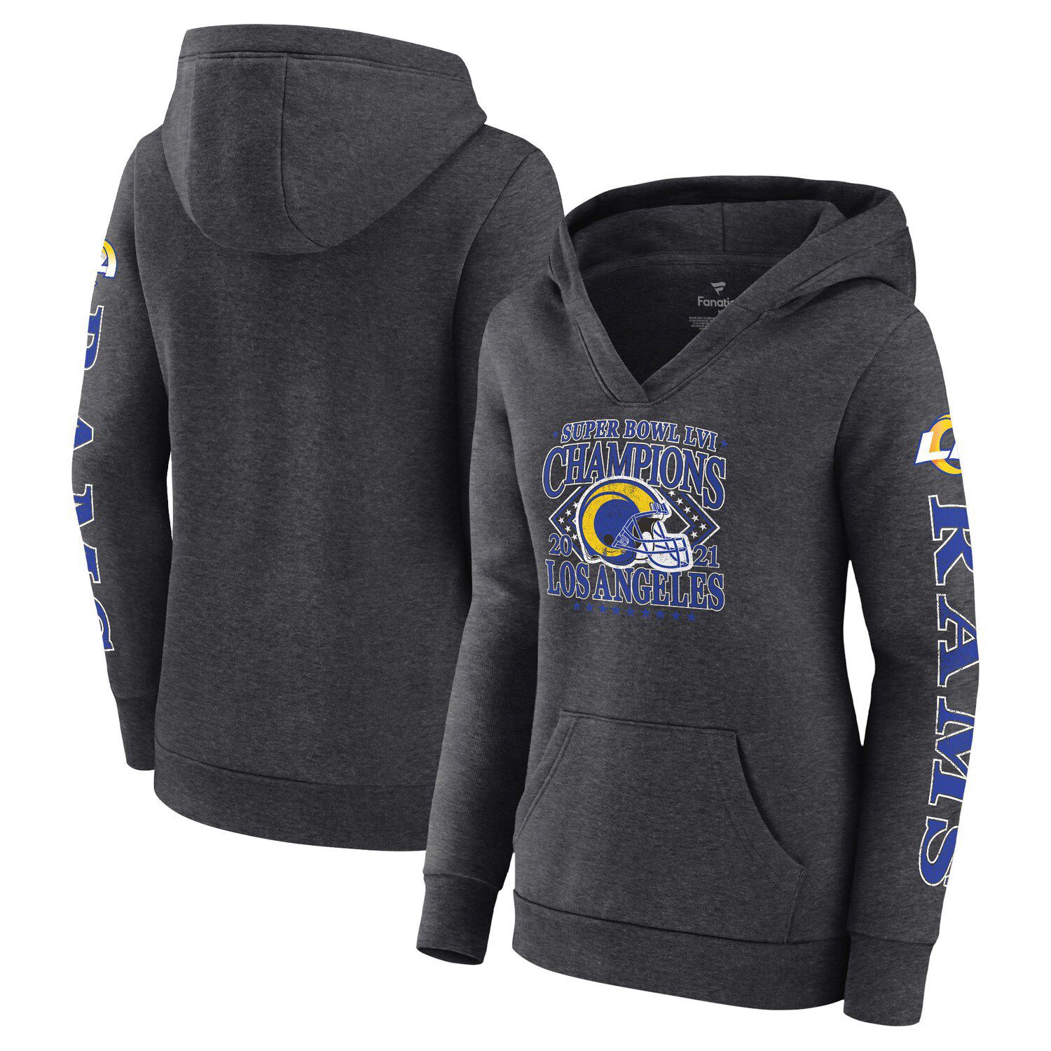 FANATICS Men's JH Design Matthew Stafford Black Los Angeles Rams Super Bowl  LVI Champions Player Name & Number Pullover Hoodie