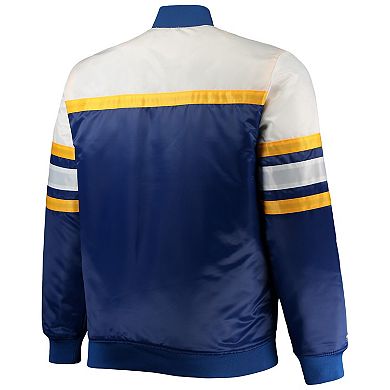 Men's Mitchell & Ness Royal/Gold Milwaukee Brewers Big & Tall Coaches Satin Full-Snap Jacket