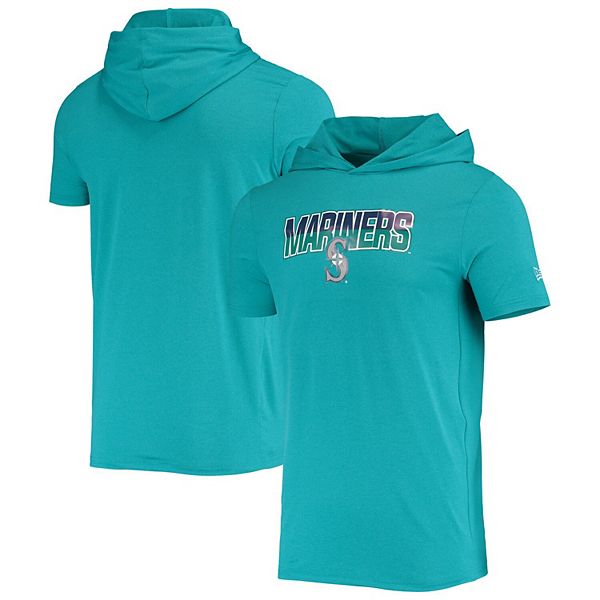 Men's New Era Heathered Navy Seattle Mariners Short Sleeve Hoodie T-Shirt