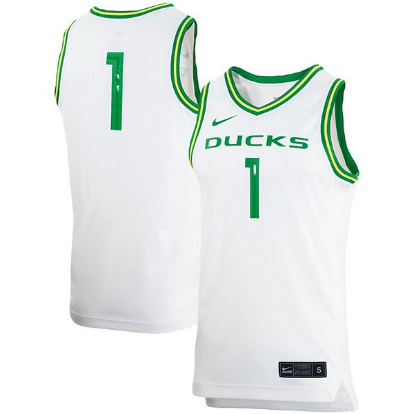 Nike #1 White Oregon Ducks Replica Team Basketball Jersey