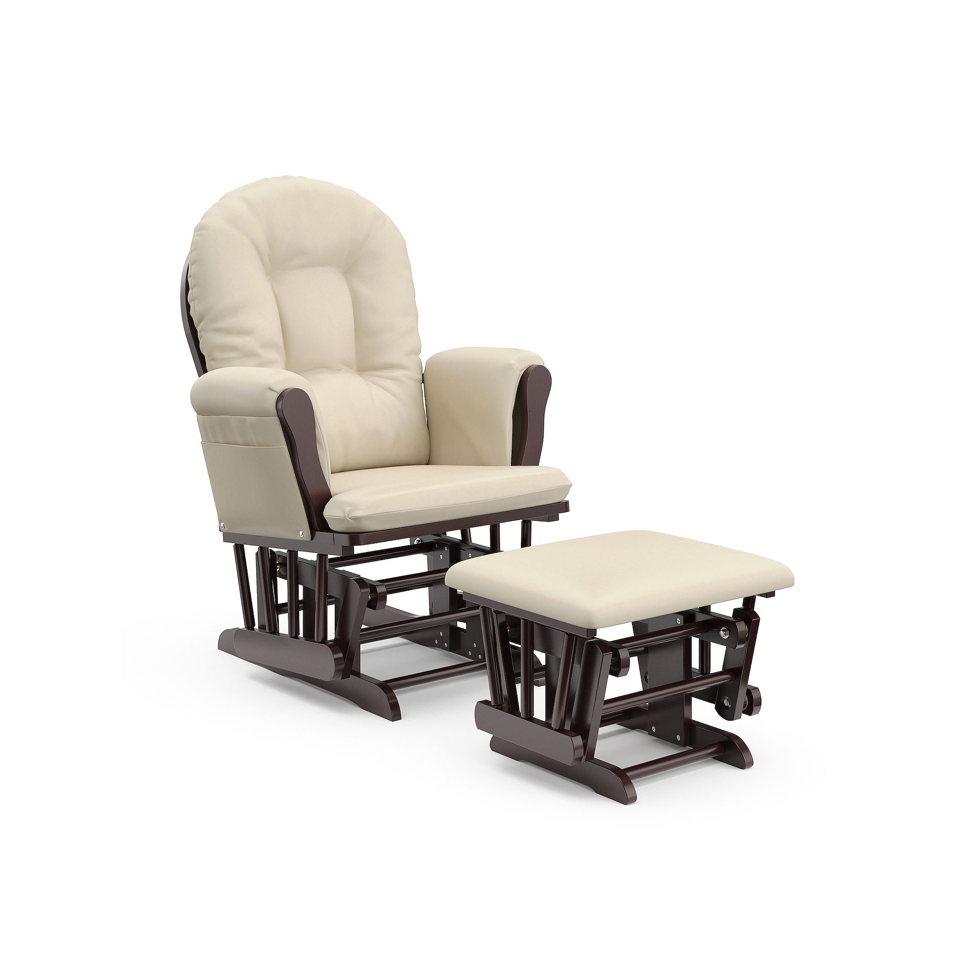 Storkcraft Hoop Glider Chair & Ottoman Set, Brown And Beige