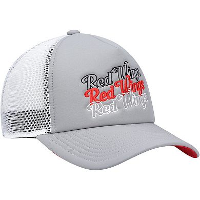Women's adidas Gray/White Detroit Red Wings Foam Trucker Snapback Hat
