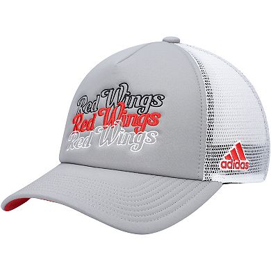 Women's adidas Gray/White Detroit Red Wings Foam Trucker Snapback Hat