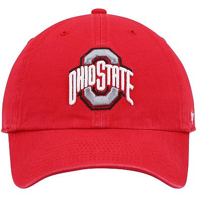 Men's '47 Scarlet Ohio State Buckeyes Wordmark Clean Up Adjustable Hat