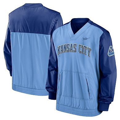 Men's Nike Light Blue/Royal Kansas City Royals Cooperstown Collection V-Neck Pullover