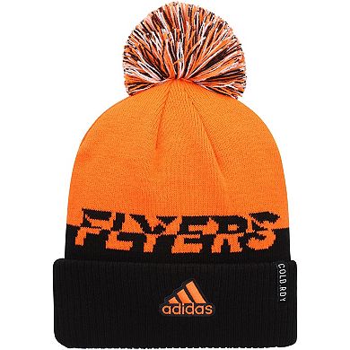 Men's adidas Orange/Black Philadelphia Flyers COLD.RDY Cuffed Knit Hat with Pom