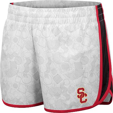 Women's Colosseum White/Black USC Trojans The Plastics Geo Print Shorts