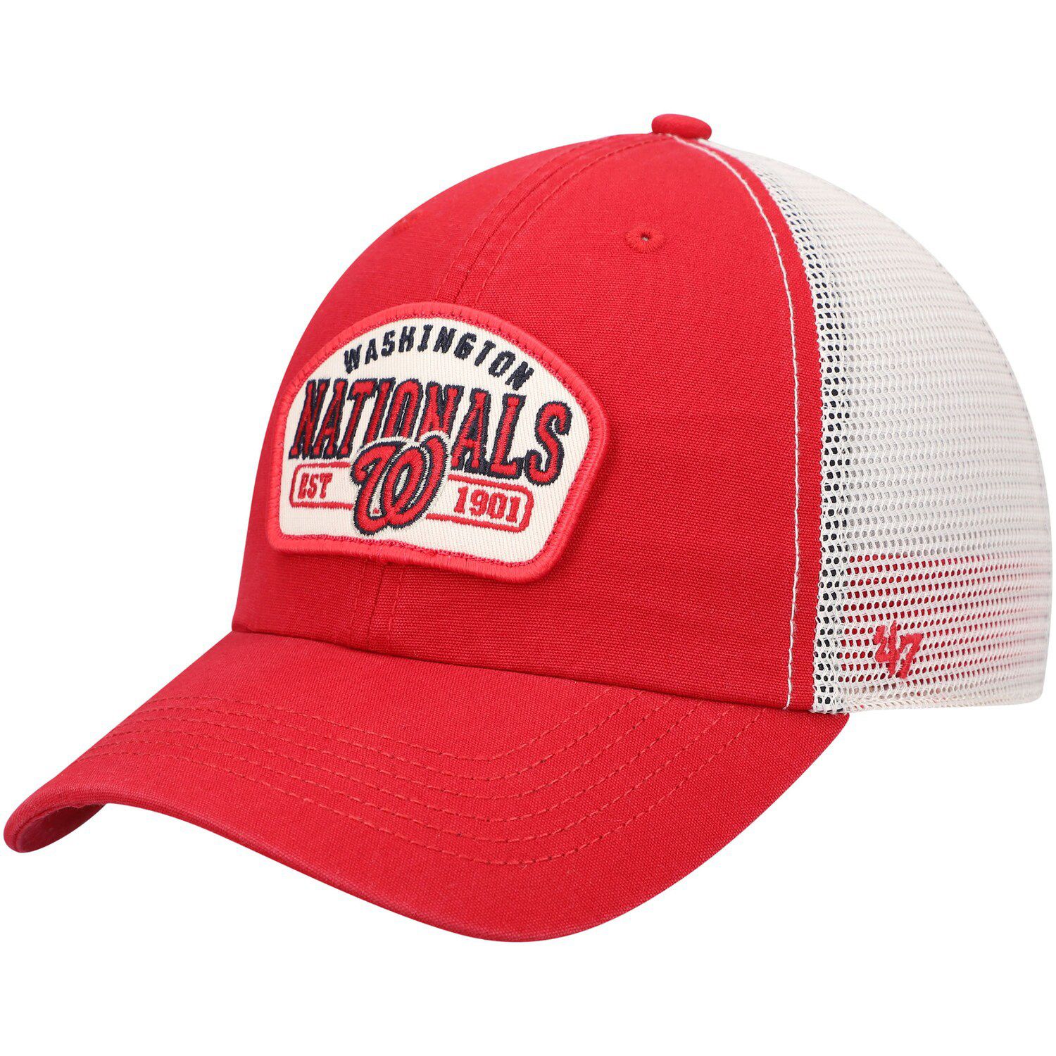 Washington Nationals Clean Up Dad Hat - Adjustable Slouch Cap With Embroidered Team Logo | Red Cotton Baseball Cap