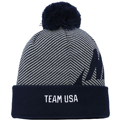 Men's Nike Navy/Gray Team USA Futura Cuffed Knit Hat with Pom