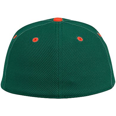 Men's adidas Green/Orange Miami Hurricanes On-Field Baseball Fitted Hat