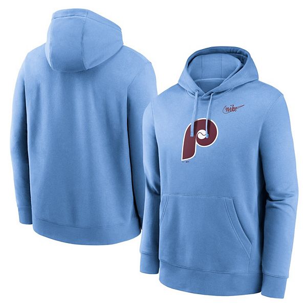 Men's Nike Light Blue Philadelphia Phillies Cooperstown Collection Logo  Club Pullover Hoodie
