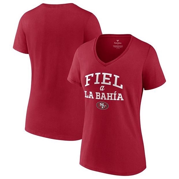 San Francisco 49ers Fanatics Branded Women's Wordmark Long Sleeve V-Neck T- Shirt - Scarlet