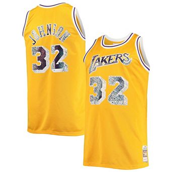 Men's Mitchell & Ness Magic Johnson Gold Los Angeles Lakers Big & Tall 1984-85 NBA 75th Anniversary Diamond Swingman Jersey
