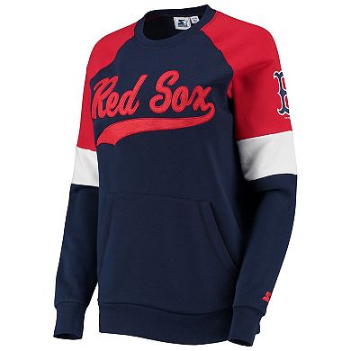 Women's Starter Navy/Red Boston Red Sox Playmaker Raglan Pullover Sweatshirt