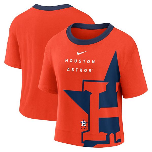 Women's Nike Orange/Navy Houston Astros Team First High Hip Boxy T-Shirt