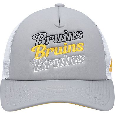 Women's adidas Gray/White Boston Bruins Foam Trucker Snapback Hat