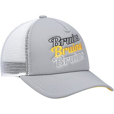 Women's adidas Gray/White Boston Bruins Foam Trucker Snapback Hat