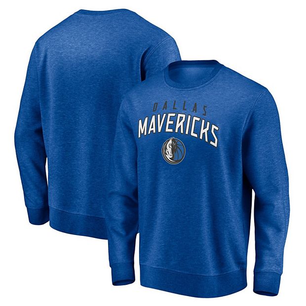 Men's Fanatics Branded Heathered Blue Dallas Mavericks Game Time Arch  Pullover Sweatshirt