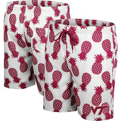 Men's Colosseum White/Maroon Virginia Tech Hokies Pineapple Swim Shorts