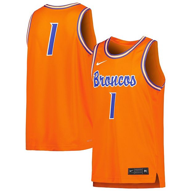 Men's Nike #1 Orange Boise State Broncos Retro Replica Basketball Jersey