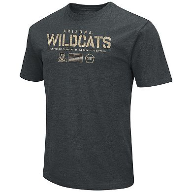 Men's Colosseum Heathered Black Arizona Wildcats OHT Military Appreciation Flag 2.0 T-Shirt