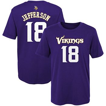 Justin Jefferson Minnesota Vikings Youth Mainliner Name & Number T-Shirt -  Purple