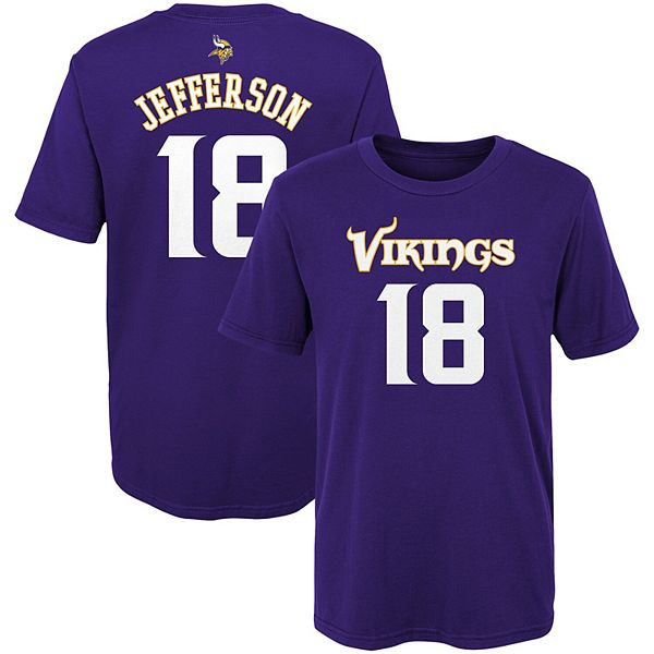 Justin Jefferson Minnesota Vikings Youth Mainliner Drip Player Name &  Number T-Shirt - Purple